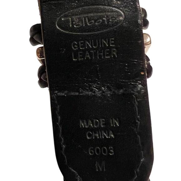 Talbots Braided Leather Belt in Black Leather and Silver Buckle Women's Large - Picture 8 of 8
